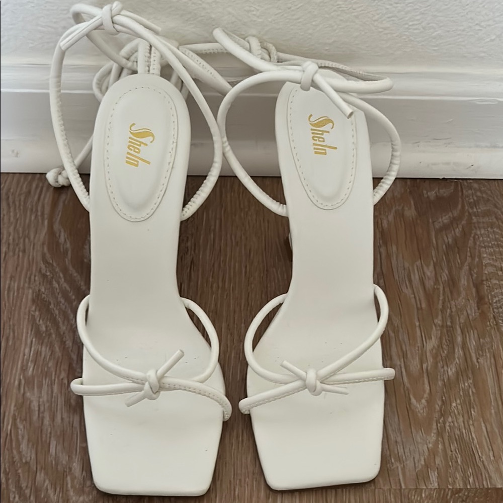 SHEIN Women's Lace Up Heels White